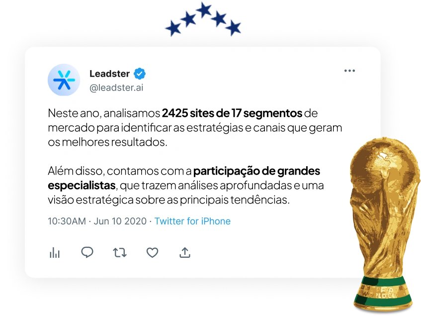 Neste ano, analisamos 2425 sites de 17 segmentos de mercado para identificar as estratégias e canais que geram os melhores resultados.Além disso, contamos com a participação de grandes especialistas, que trazem análises aprofundadas e uma visão estratégica sobre as principais tendências.